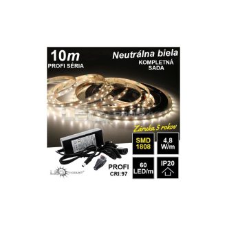 10m PROFI SMD1808 60LED/m IP20 neutrálna b. - KOMPLETNÁ SADA