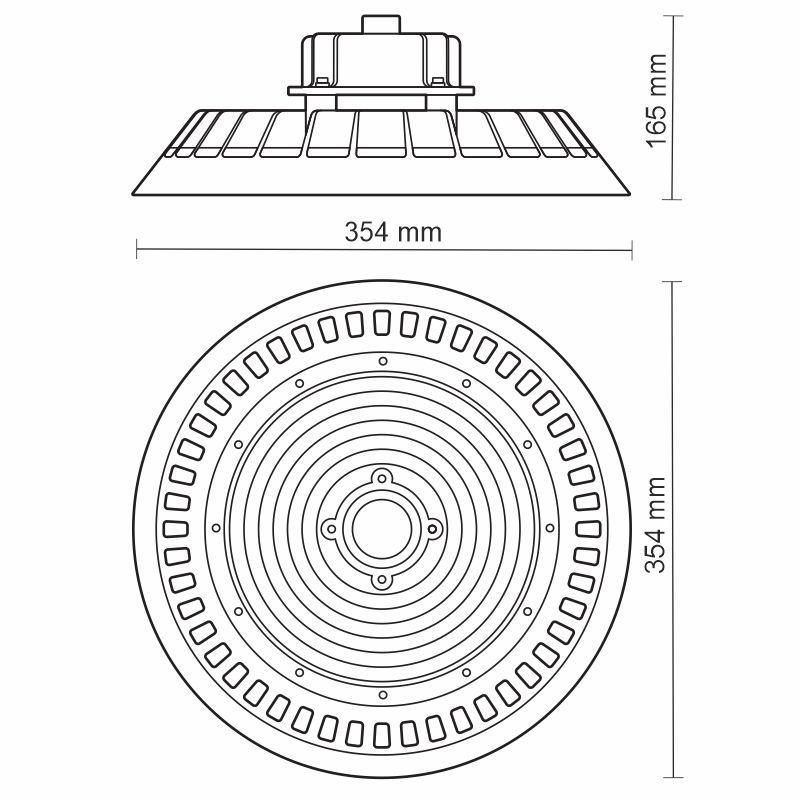 LED svietidlo High Bay UFO 200W / IP65 / 5000K - LU323 – Obrázok 3
