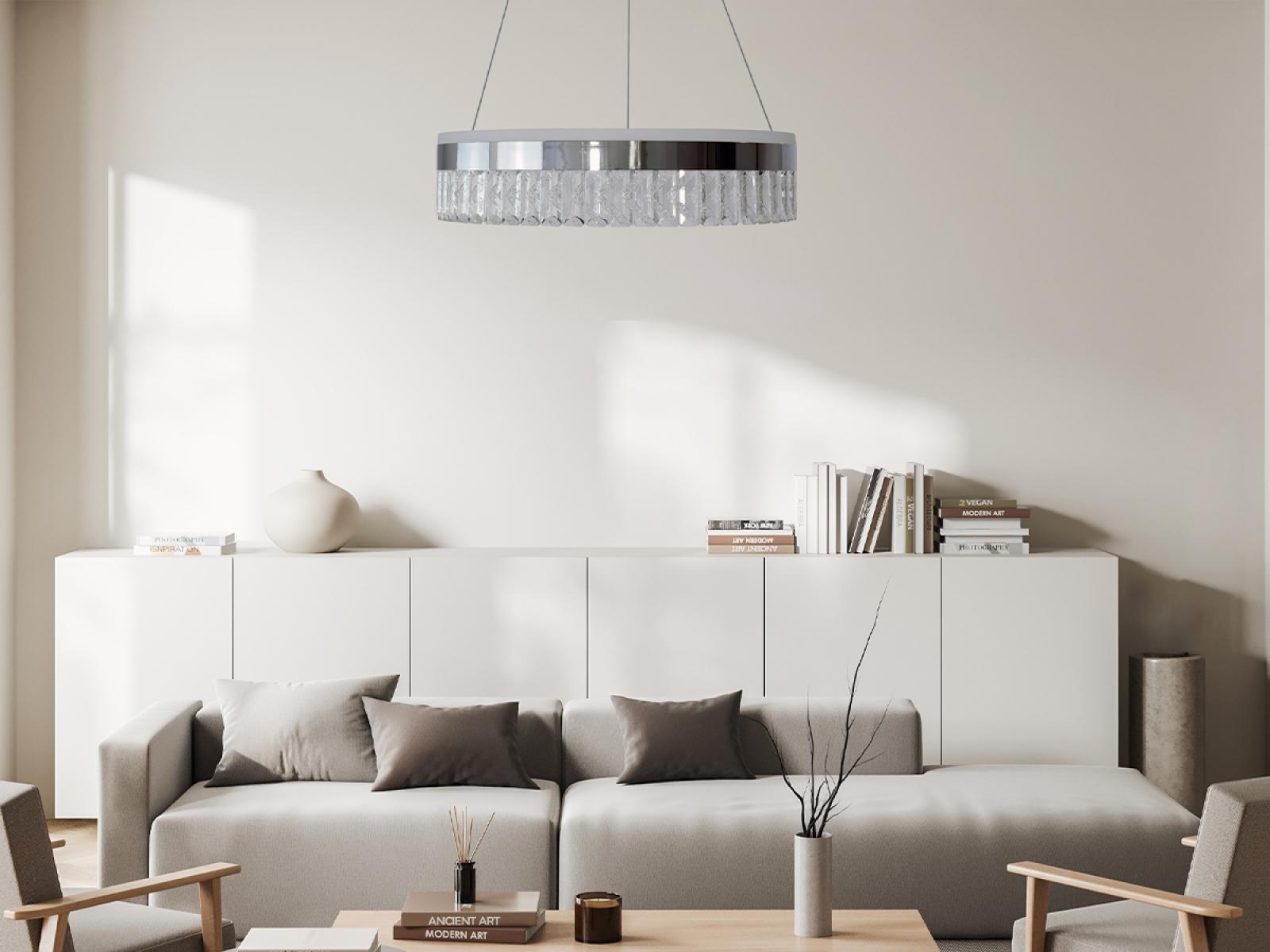 LED luxusné závesné krištáľové svietidlo s diaľkovým ovládačom 90W - TA2300/CH – Obrázok 5