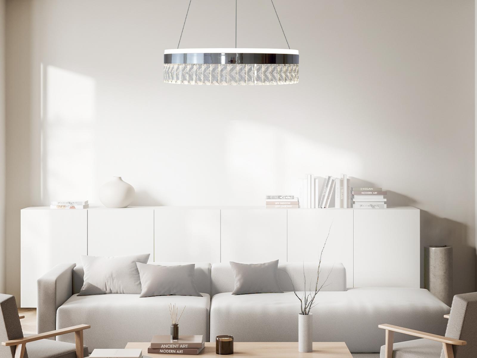 LED luxusné závesné krištáľové svietidlo s diaľkovým ovládačom 90W - TA2300/CH – Obrázok 7