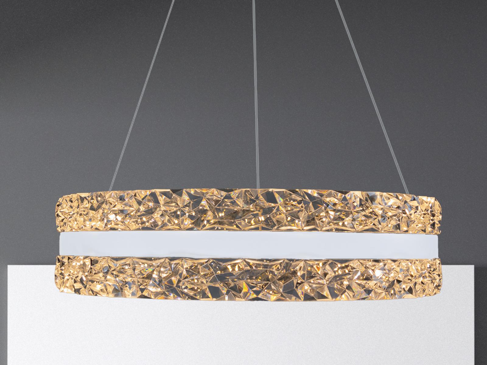 LED luxusné závesné krištáľové svietidlo s diaľkovým ovládačom 80W - TA2303/W – Obrázok 3