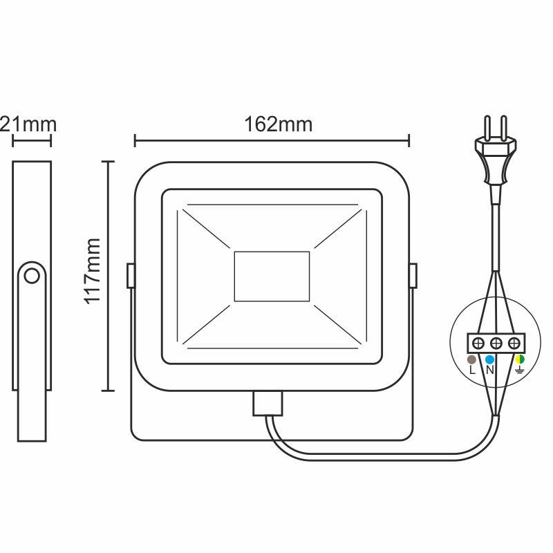 LED HQ reflektor 20W / 4000K / WH - LF2122 – Obrázok 5