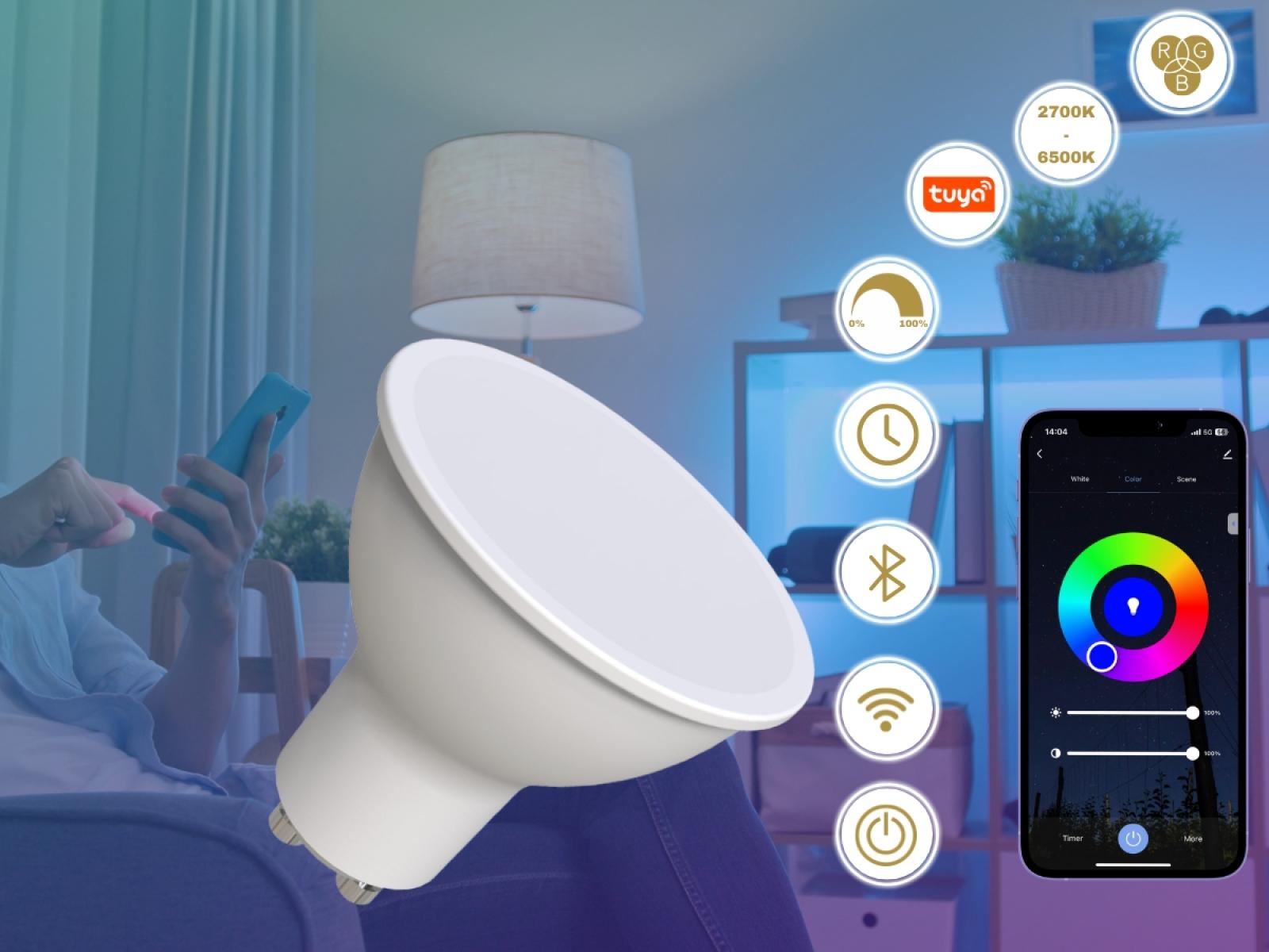 LED žiarovka WIFI 4,5W - GU10 / CCT + RGB - ZLS135W – Obrázok 8