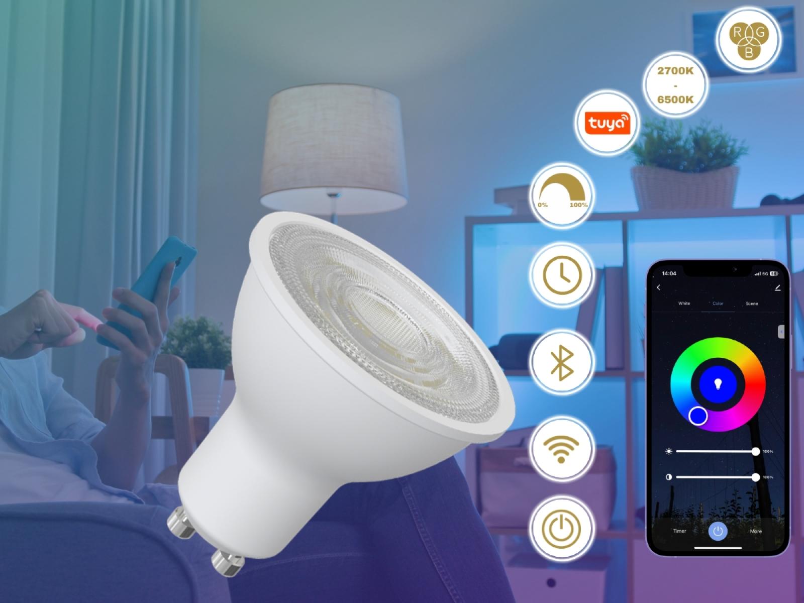 LED žiarovka WIFI 4,5W - GU10 / CCT + RGB - ZLS135WA – Obrázok 8