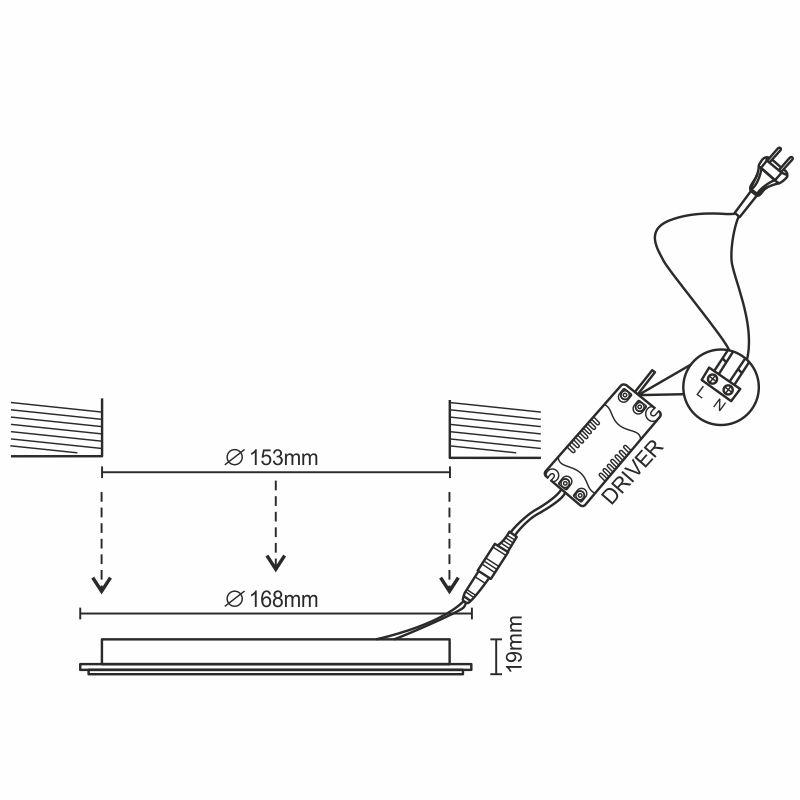 LED vsadený panel 12W / PR / SMD / 2800K / WH - LPL113 – Obrázok 5