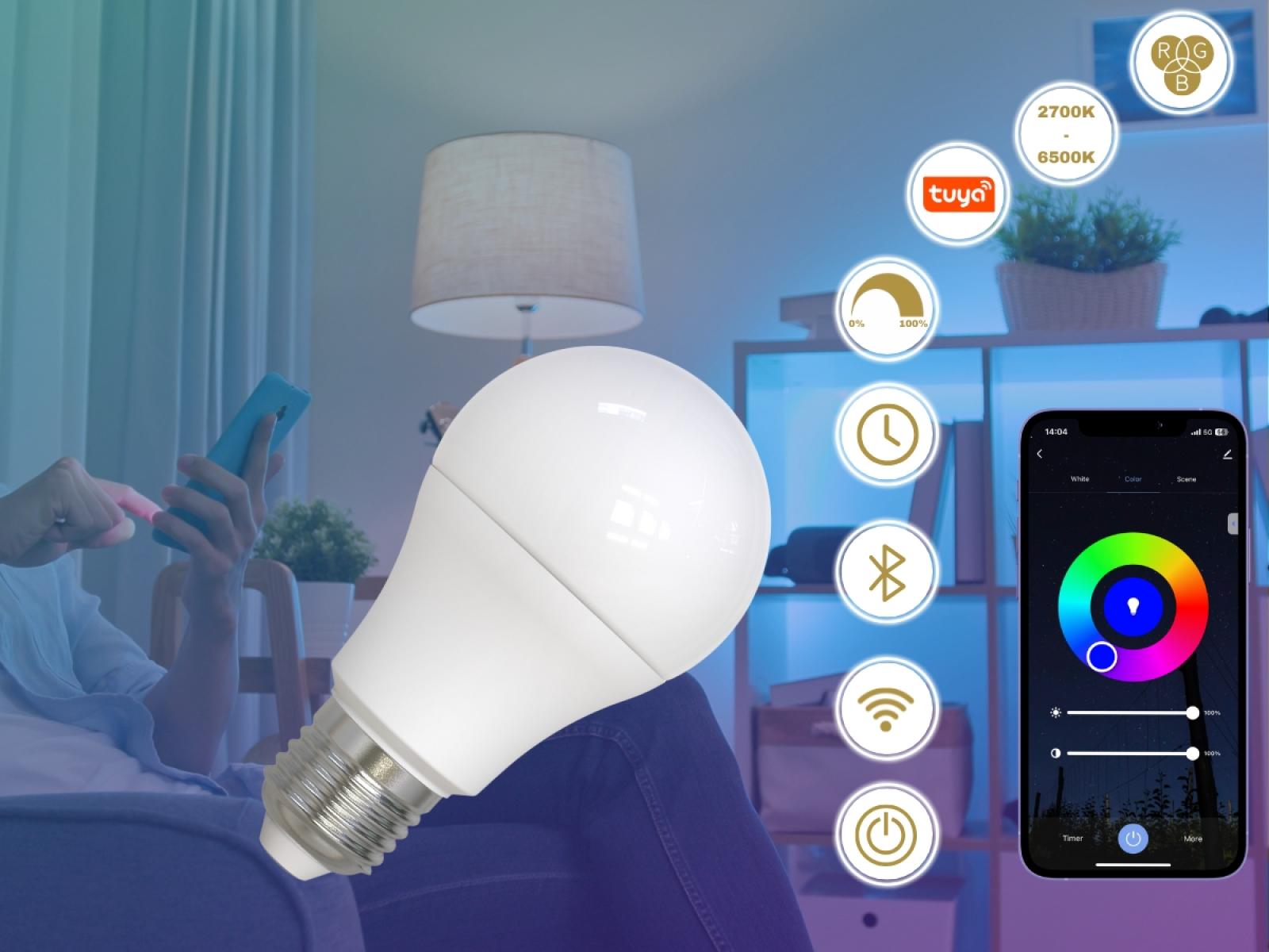LED žiarovka WIFI 9W - A60 / E27 / CCT + RGB - ZLS532W – Obrázok 11
