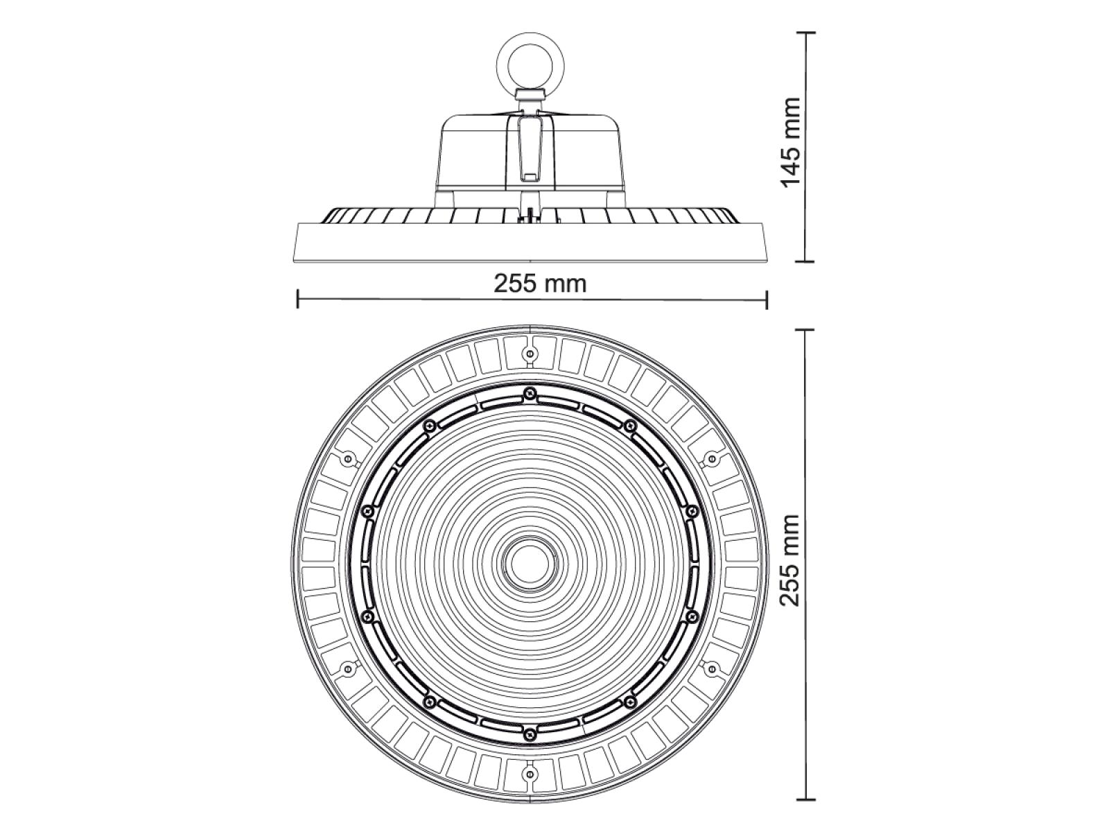 LED svietidlo High Bay UFO 100W / IP65 / 5000K / 0-10V - LU421/1 – Obrázok 7